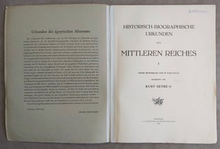 Urkunden (VII). Historisch-biographische Urkunden des mittleren Reiches I. Unter Mitwirkung von W. Erichsen.