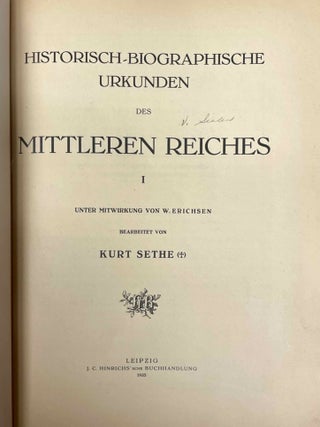 Urkunden (VII). Historisch-biographische Urkunden des mittleren Reiches I. Unter Mitwirkung von W. Erichsen. [with:] Urkunden VIII. Thebanische Tempelinschriften aus griechisch-r&ouml;mischer Zeit. Aus dem Nachlass von Kurt Sethe. Herausgegeben von Otto Firchow.[newline]M1583c-01.jpeg