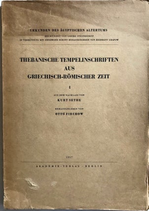 Item #M1584b Urkunden VIII. Thebanische Tempelinschriften aus griechisch-römischer Zeit. Aus dem...[newline]M1584b.jpg