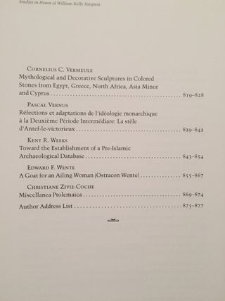Festschrift William Kelly Simpson - Studies in honor of W.K. Simpson. Vol. I & II (complete set)[newline]M1595-09.jpg