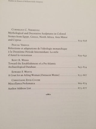 Festschrift William Kelly Simpson - Studies in honor of W.K. Simpson. Vol. I & II (complete set)