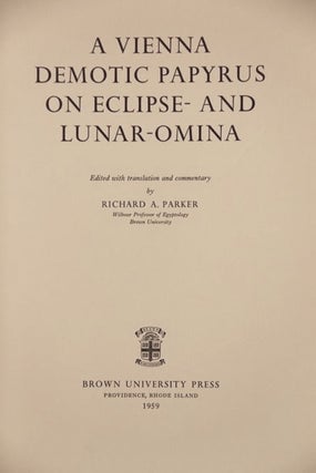 A Vienna Demotic Papyrus on Eclipse- and Lunar-Omina. Edited with translation and commentary. (Brown Egyptological Studies. 2.)[newline]M1639-01.jpg