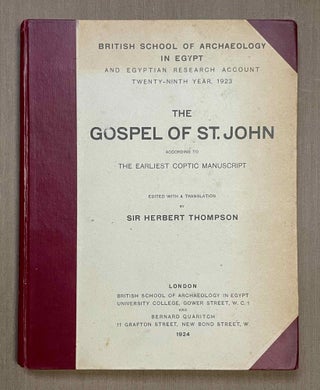 Item #M1641c The gospel of St John, according to the earliest coptic manuscripts. THOMPSON Herbert[newline]M1641c-00.jpeg