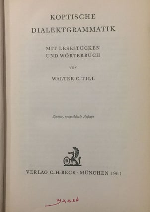 Koptische Dialektgrammatik. Mit Lesestücken und Wörterbuch.[newline]M1642b-02.jpg