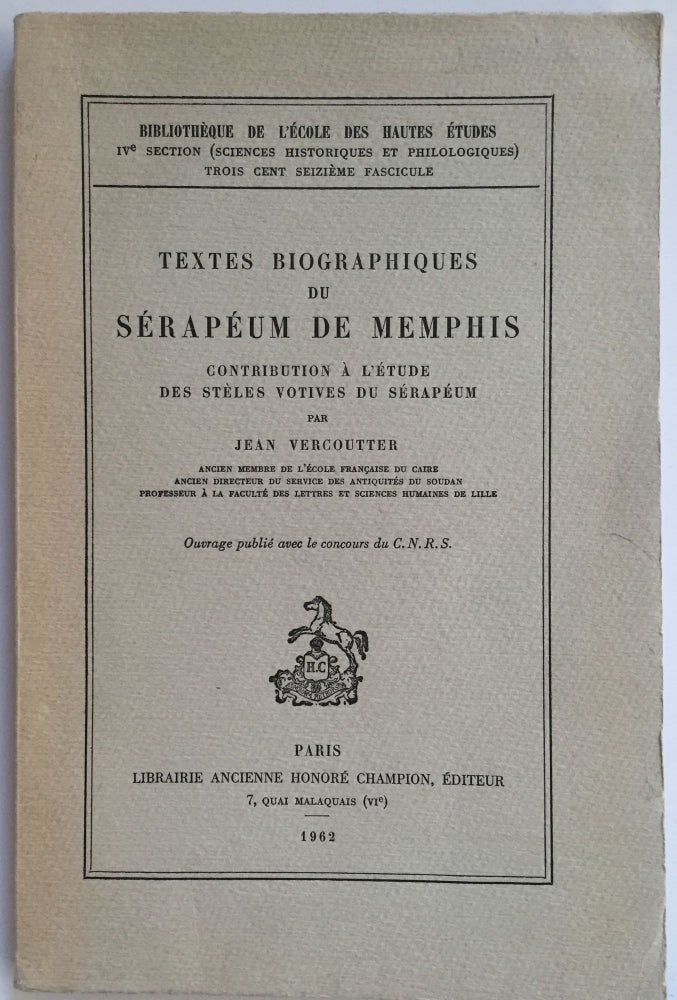 Item #M1682b Textes biographiques du serapeum de Memphis. VERCOUTTER Jean.[newline]M1682b.jpg