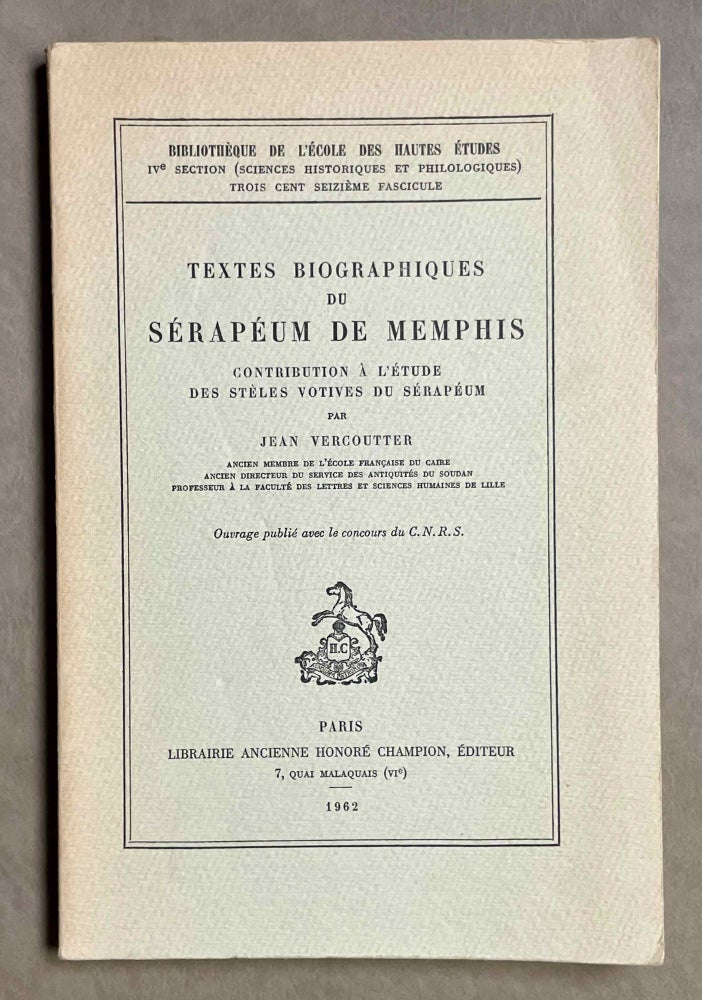 Item #M1682d Textes biographiques du serapeum de Memphis. VERCOUTTER Jean.[newline]M1682d-00.jpeg