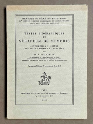 Item #M1682e Textes biographiques du serapeum de Memphis. VERCOUTTER Jean[newline]M1682e-00.jpeg