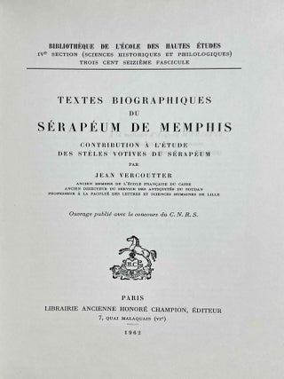 Textes biographiques du serapeum de Memphis