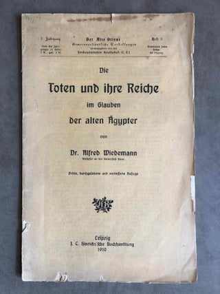 Item #M1733a Die Toten und ihre Reiche im Glauben der alten Ägypter. WIEDEMANN Alfred