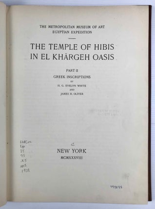 The temple of Hibis in el-Khargeh oasis. Vol. II: Greek inscriptions.
