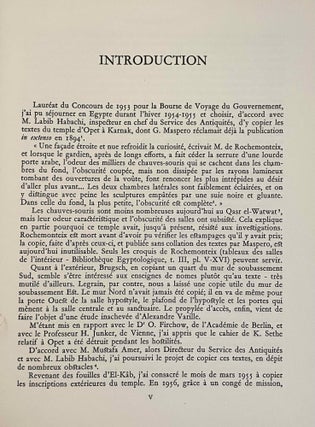 Les inscriptions du temple d'Opet à Karnak. Tome I (textes hiéroglyphiques). Tome II: Index, croquis de position et planches. Tome III: Traduction intégrale des textes rituels - Essai d’interprétation. (complete set)