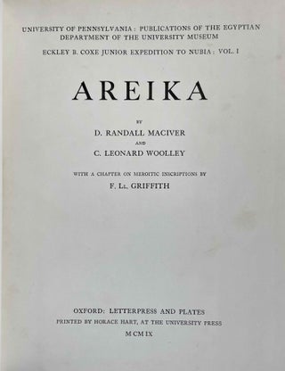 Areika. With a Chapter on Meroitic Inscriptions by F. Ll. Griffith.
