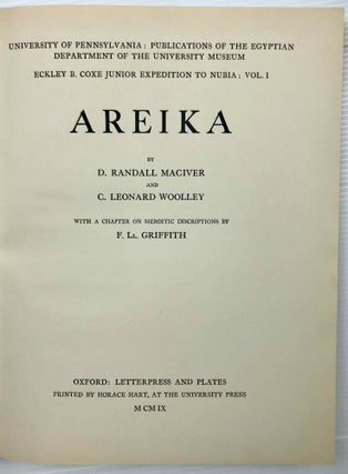 Areika. With a Chapter on Meroitic Inscriptions by F. Ll. Griffith.