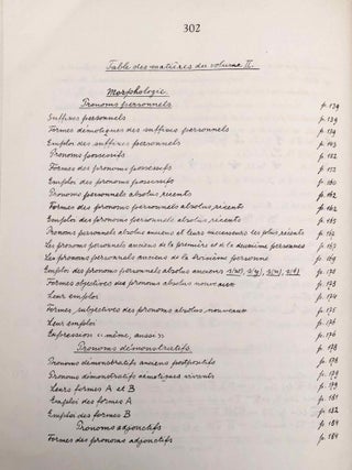 Grammaire d&eacute;motique. Tome I: Introduction, orthographe, phon&eacute;tique. Tome II: Morphologie 1: pronoms, substantifs, adjectifs, num&eacute;raux. Tome III: Morphologie 2: Verbe I: classification des verbes, formes simples du verbe. Tome IV: Morphologie 2: Verbe II: formes compos&eacute;es du verbe. Tome V: Morphologie 3: particules. Tome VI: Syntaxe. Tome VII,1: 1. Corrections et compl&eacute;ments. Index des mots d&eacute;motiques. Tome VII,2: Index des mots anciens &eacute;gyptiens, n&eacute;o&eacute;gyptiens et r&eacute;cents. Index des mots coptes. Index des mots grecs.