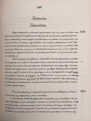 Grammaire d&eacute;motique. Tome I: Introduction, orthographe, phon&eacute;tique. Tome II: Morphologie 1: pronoms, substantifs, adjectifs, num&eacute;raux. Tome III: Morphologie 2: Verbe I: classification des verbes, formes simples du verbe. Tome IV: Morphologie 2: Verbe II: formes compos&eacute;es du verbe. Tome V: Morphologie 3: particules. Tome VI: Syntaxe. Tome VII,1: 1. Corrections et compl&eacute;ments. Index des mots d&eacute;motiques. Tome VII,2: Index des mots anciens &eacute;gyptiens, n&eacute;o&eacute;gyptiens et r&eacute;cents. Index des mots coptes. Index des mots grecs.