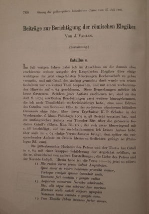 Sprachliche Verschiedenheiten in den Inschriften von Dendera. Bound together with: von J. Vahlen: Beiträge zur Berichtigung der römischen Elegiker.
