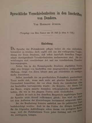 Sprachliche Verschiedenheiten in den Inschriften von Dendera. Bound together with: von J. Vahlen: Beiträge zur Berichtigung der römischen Elegiker.