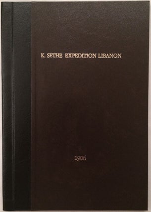Item #M1811 Eine ägyptische Expedition nach dem Libanon im 15. Jahrhundert v. Chr. SETHE Kurt