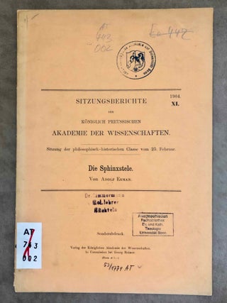 Item #M1812a Die Sphinxstele. ERMAN Adolf