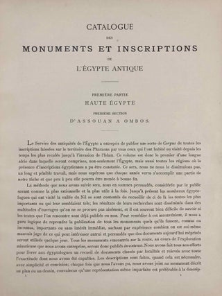 Catalogue des monuments et inscriptions de l’Égypte antique. Première série: Haute Egypte. Tome I: De la frontière de Nubie à Kom Ombos. Tome II: Kom Ombos. 1ère partie. Tome III: Kom Ombos. 2ème partie. Fasc. 1, 2 & 3 (complete set)