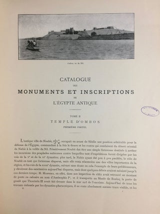 Catalogue des monuments et inscriptions de l’Égypte antique. Première série: Haute Egypte. Tome I: De la frontière de Nubie à Kom Ombos. Tome II: Kom Ombos. 1ère partie. Tome III: Kom Ombos. 2ème partie. Fasc. 1, 2 & 3 (complete set)