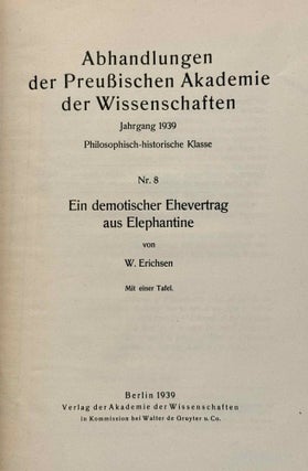 Ein demotischer Ehevertrag aus Elephantine