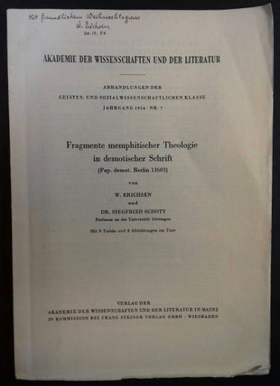 Item #M1841a Fragmente memphitischer Theologie in demotischer Schrift (Pap. Demot. Berlin 13603)....[newline]M1841a.jpg