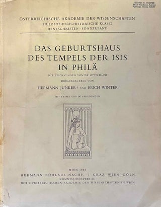 Item #M1846i Das Geburtshaus des Tempels der Isis in Philä. JUNKER Hermann - WINTER Erich