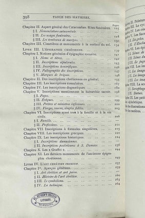 Eléments d'archéologie chrétienne. Tome I: Notions générales. Tome II: Itinéraire des catacombes (complete set)[newline]M1849-11.jpeg