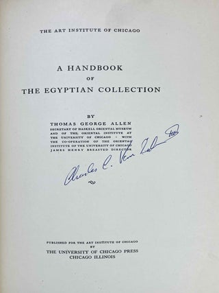 Egyptian Stelae in Field Museum of Natural History. [with:] The Art Institute of Chicago. A Handbook of the Egyptian Collection. [with:] Horus in the pyramid texts. 3 volumes.