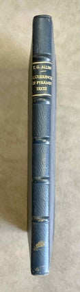 Item #M1863b Occurrences of Pyramid Texts with Cross Indexes of These and Other Egyptian Mortuary...