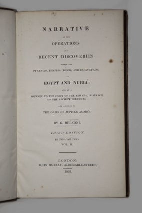 Narrative of the Operations and Recent Discoveries within the Pyramids, Temples, Tombs, and Excavations, in Egypt and Nubia; and of a Journey to the Coast of the Red Sea, in Search of the Ancient Berenice; and Another to the Oasis of Jupiter Ammon. Vol. I: Text. Vol. II: Text[newline]M1874-07.jpg