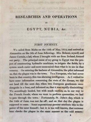 Narrative of the Operations and Recent Discoveries within the Pyramids, Temples, Tombs, and Excavations, in Egypt and Nubia; and of a Journey to the Coast of the Red Sea, in Search of the Ancient Berenice; and Another to the Oasis of Jupiter Ammon, with Plates illustrative of the researches and operations of G. Belzoni in Egypt and Nubia.[newline]M1874a-28.jpeg