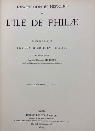 Description et histoire de l'île de Philae. Le temple de Philae (2 fascicules, complete set)
