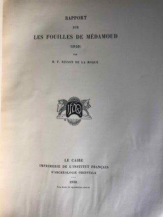 Rapports préliminaires. Tome VII. 1e partie: Médamoud (1929)