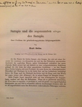 Sarapis und die sogenannten "katochoi" des Sarapis. Zwei Probleme der griechisch-ägyptischen Religionsgeschichte.[newline]M1894-06.jpg
