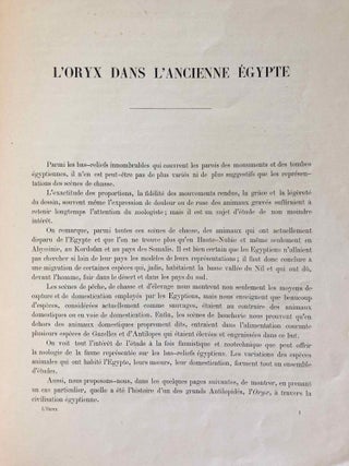 L’oryx dans l’ancienne Égypte. Suivi d’une étude "Le nom égyptien de l’oryx" par Victor Loret.