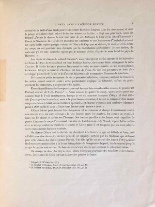 L’oryx dans l’ancienne Égypte. Suivi d’une étude "Le nom égyptien de l’oryx" par Victor Loret.