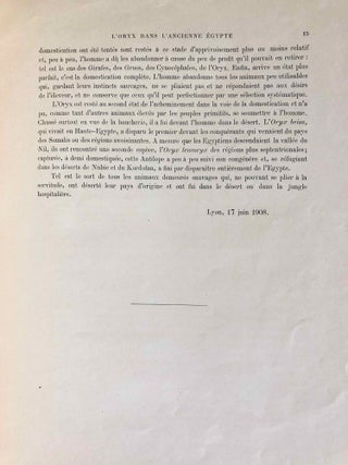 L’oryx dans l’ancienne Égypte. Suivi d’une étude "Le nom égyptien de l’oryx" par Victor Loret.