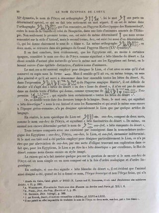 L’oryx dans l’ancienne Égypte. Suivi d’une étude "Le nom égyptien de l’oryx" par Victor Loret.