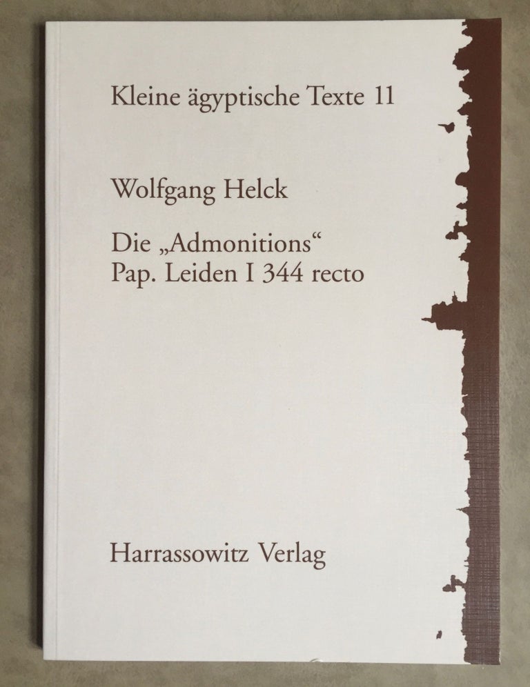 Item #M1906 Die "Admonitions" Pap. Leiden I 344. HELCK Wolfgang.[newline]M1906.jpg
