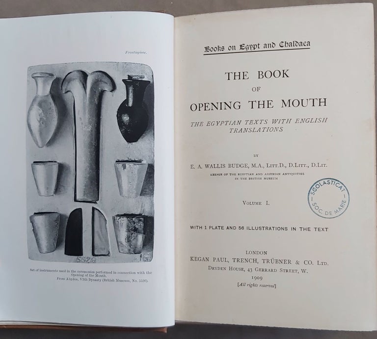 Item #M1924a The Book of Opening the Mouth. The Egyptian texts with English translations. Vol. I & II (complete set). BUDGE Ernest Alfred Wallis.[newline]M1924a.jpeg
