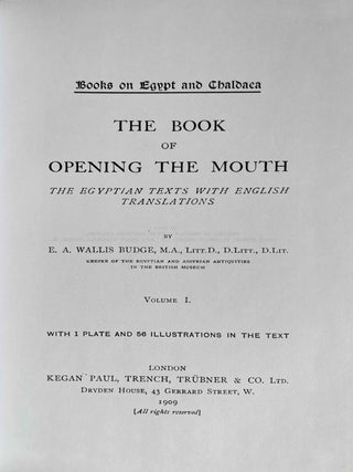 The Book of Opening the Mouth. The Egyptian texts with English translations. Vol. I (only, of two)[newline]M1924d-01.jpeg