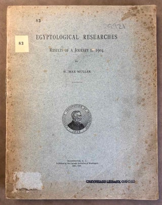 Item #M1933 Egyptological Researches. Vol. I: Results of a Journey in 1904. MÜLLER Wilhelm Max[newline]M1933.jpg