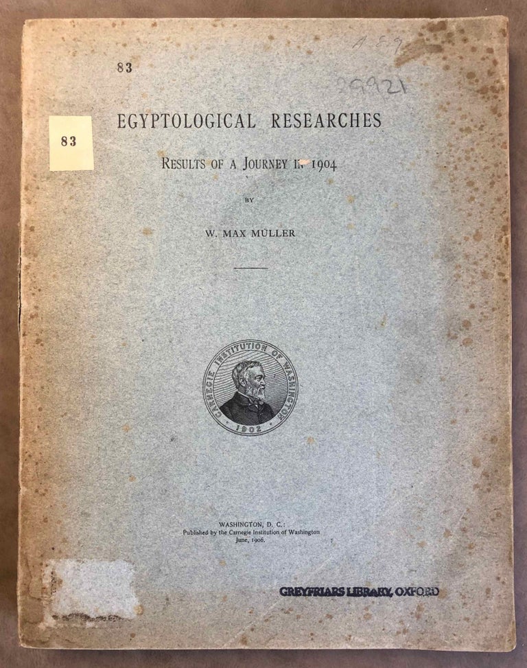 Item #M1933 Egyptological Researches. Vol. I: Results of a Journey in 1904. MÜLLER Wilhelm Max.[newline]M1933.jpg