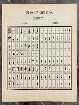 Catalogue des signes hi&eacute;roglyphiques de l&rsquo;Imprimerie de l&rsquo;Institut Fran&ccedil;ais du Caire Suppl&eacute;ment g&eacute;n&eacute;ral au catalogue des signes hi&eacute;roglyphiques de l&rsquo;Imprimerie de l&rsquo;Institut Fran&ccedil;ais du Caire (1930)[newline]M1967a-13.jpeg