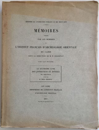 Item #M1970a Le quatrième livre des entretiens et épîtres de Shenouti. CHASSINAT Emile