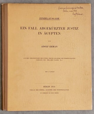 Item #M1980 Ein Fall abgekürzter Justiz. Aus einem Papyrus der Sammlung Golenischeff. ERMAN Adolf