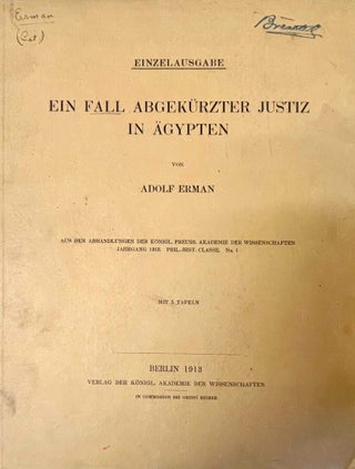 Item #M1980b Ein Fall abgekürzter Justiz. Aus einem Papyrus der Sammlung Golenischeff. ERMAN Adolf