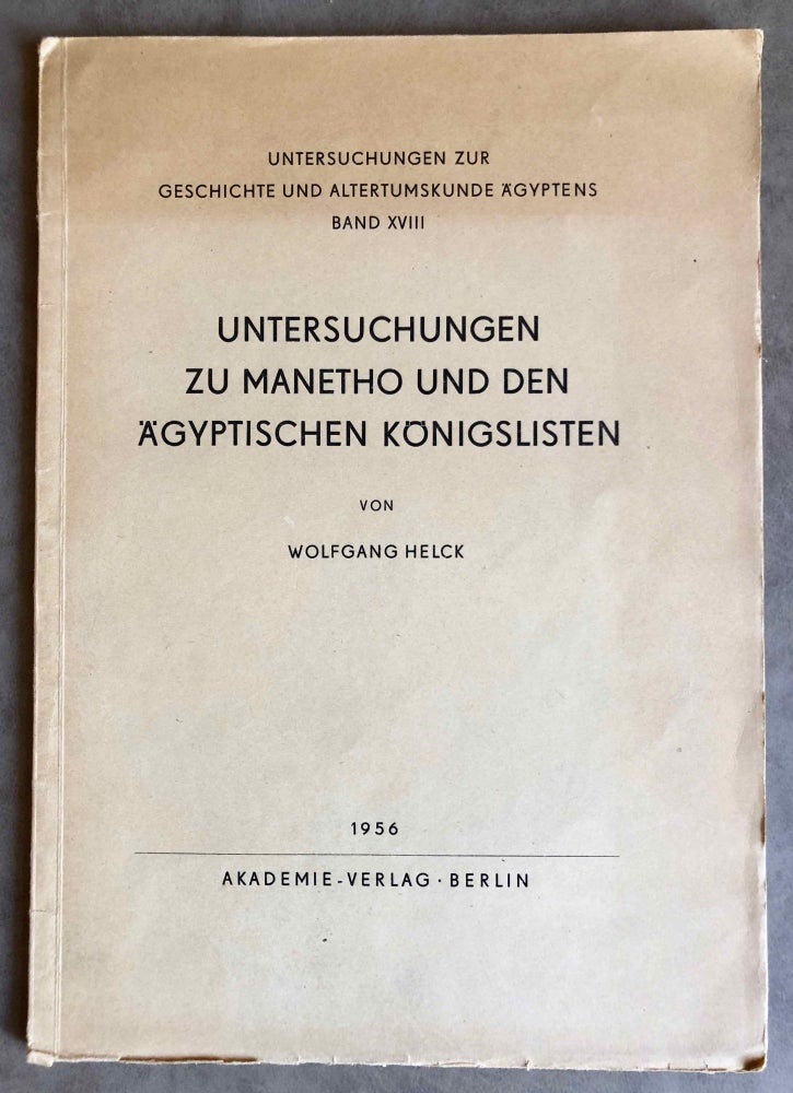 Item #M1986b Untersuchungen zu Manetho und den ägyptischen Königslisten. HELCK Wolfgang.[newline]M1986b.jpg